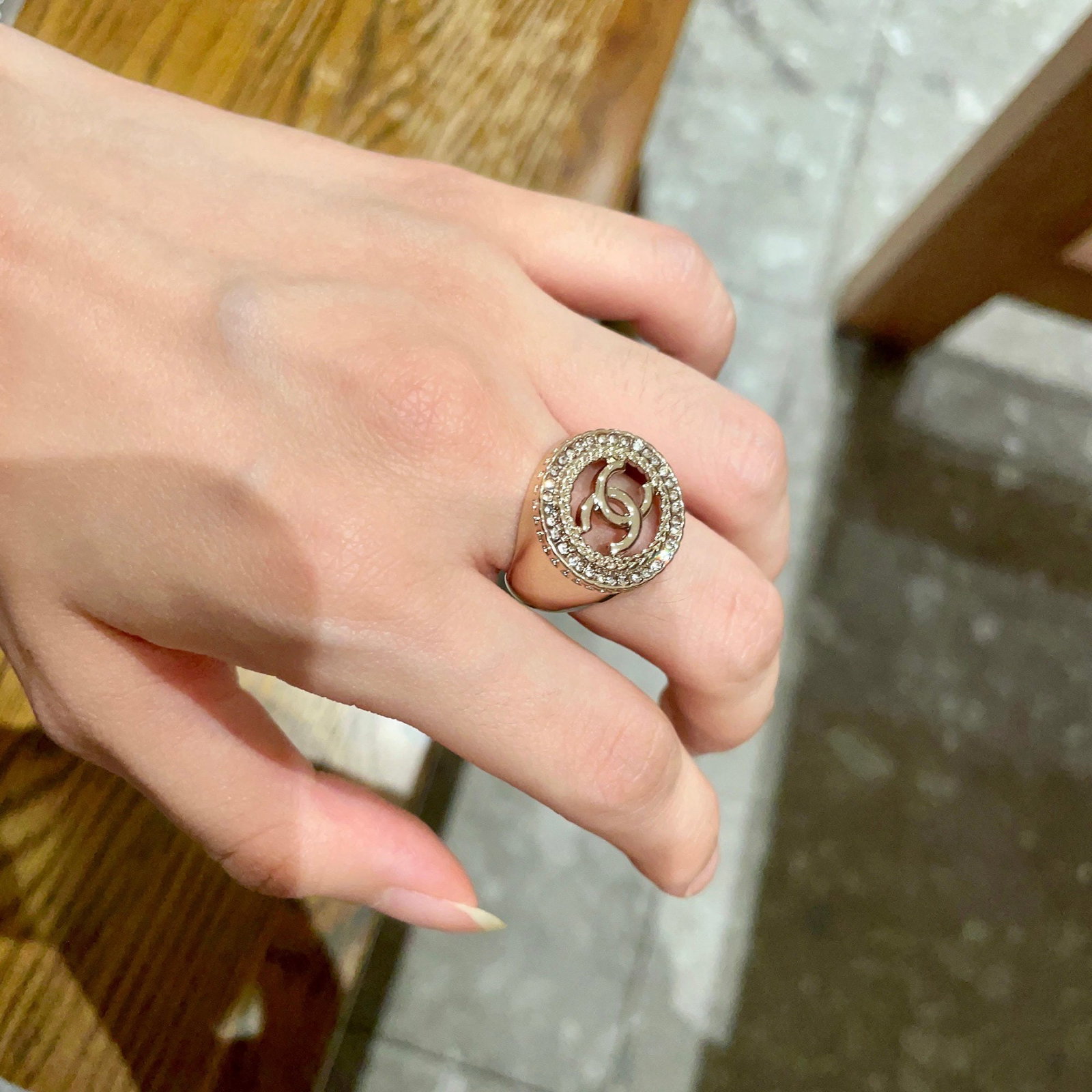 Chanel's double C logo: We offer FREE SHIPPING for both domestic and international clients who bid over $500. Chanel double C logo ring! The simple design is incredibly sophisticated, makes your hands appear whiter, and is