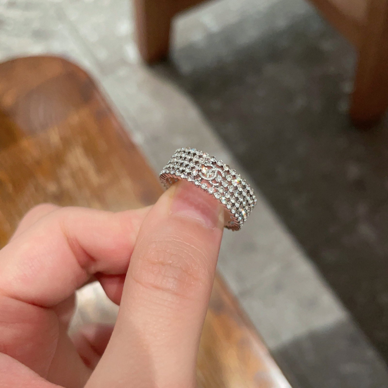 Chanel double C logo ring: We offer FREE SHIPPING for both domestic and international clients who bid over $500. Chanel double C logo ring! The simple design is incredibly sophisticated, makes your hands appear whiter, and is