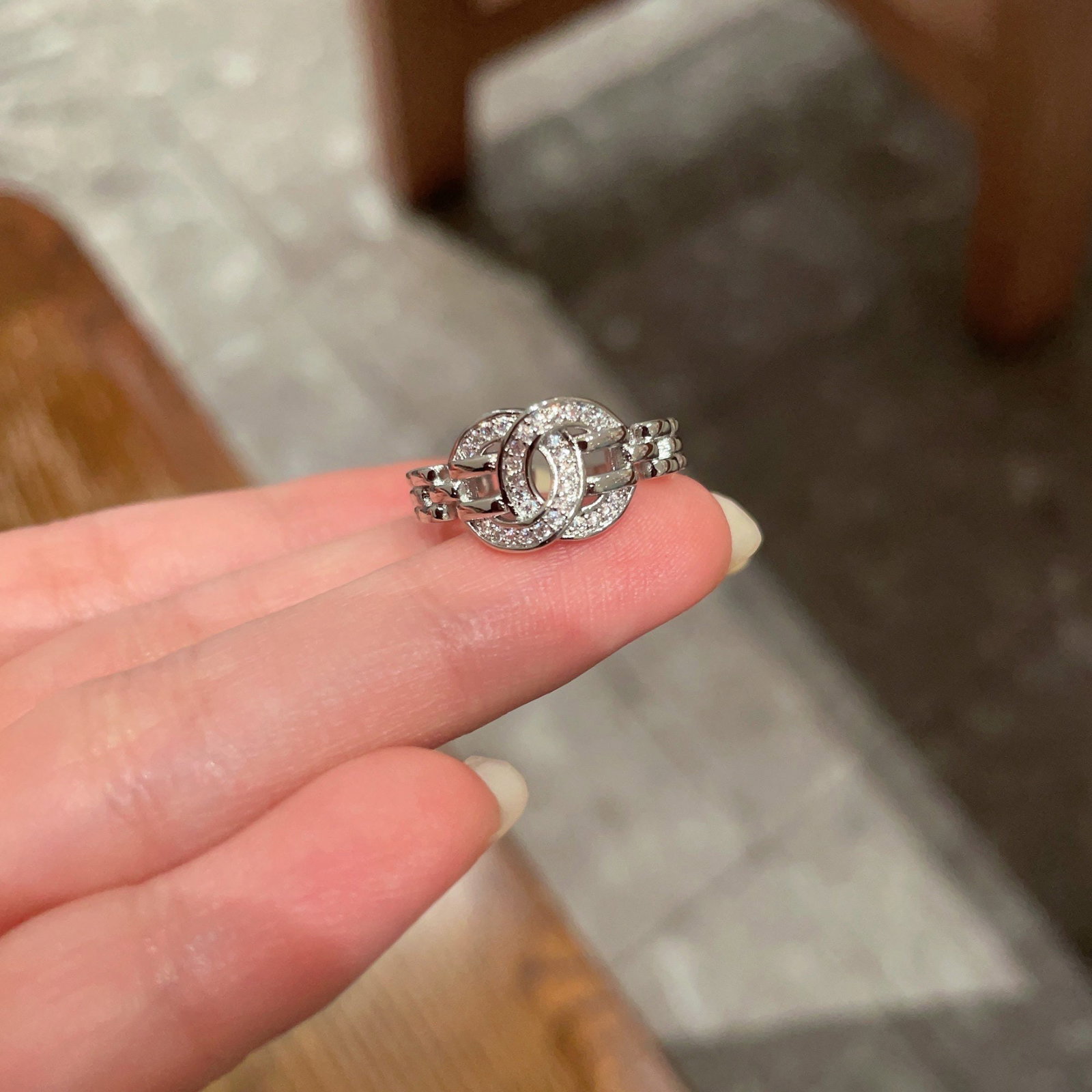 Chanel double C logo ring: We offer FREE SHIPPING for both domestic and international clients who bid over $500. Chanel double C logo ring! The simple design is incredibly sophisticated, makes your hands appear whiter, and is v