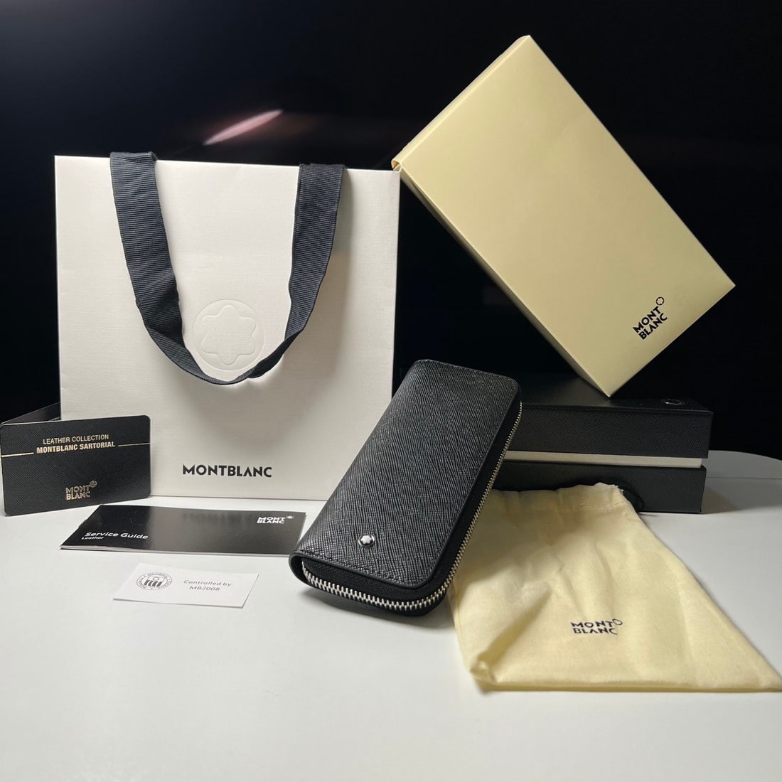 MONTBLANC Heart Series 2-Piece Pencil Case: We offer FREE SHIPPING for both domestic and international clients who bid over $500. MONTBLANC Heart Series 2-Piece Pencil Case, Classic Black. Material: Top Grain Cowhide. Dimensions: 16x7x2 mm. A