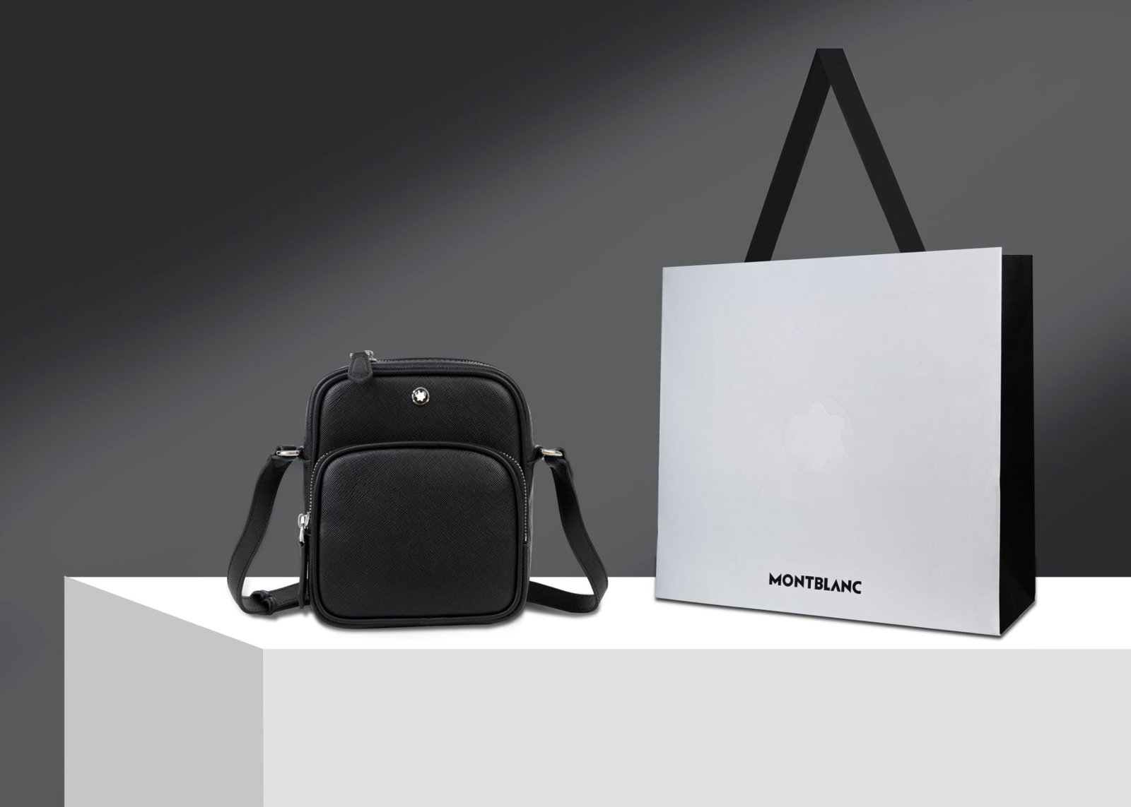 MONTBLANC Heart Series Mini Crossbody Bag: We offer FREE SHIPPING for both domestic and international clients who bid over $500. MONTBLANC Heart Series Mini Crossbody Bag, Classic Black, Material: Top Grain Cowhide, Dimensions: 16x13.5x7 cm A 