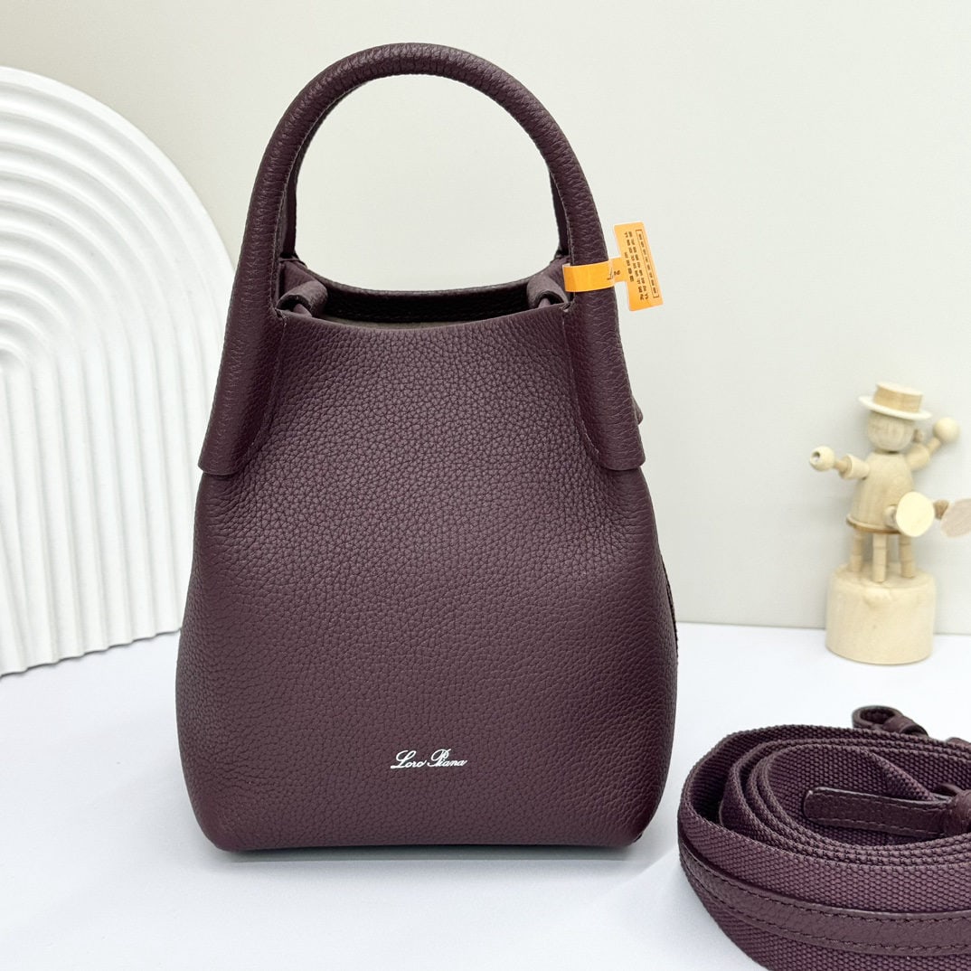 Loro piana Bale Mini Bucket Bag: We offer FREE SHIPPING for both domestic and international clients who bid over $500. The Loro piana Bale mini bucket bag in red bean color is crafted from signature Flower denim, featuring hand-stitc