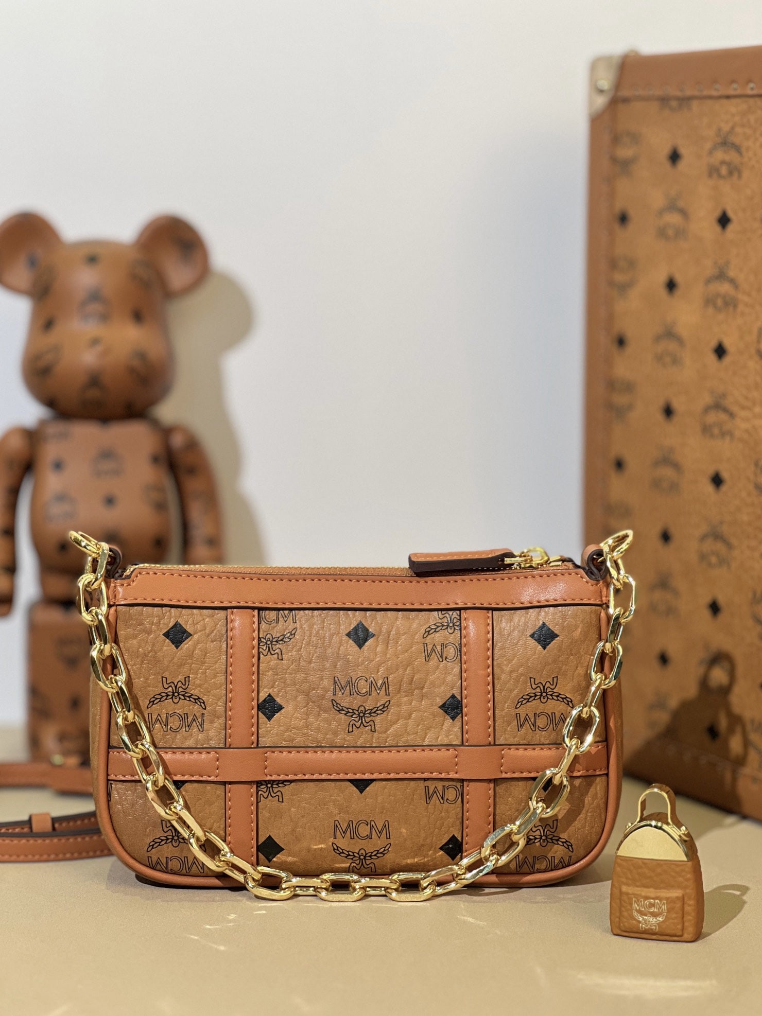 MCM Backpack: We offer FREE SHIPPING for both domestic and international clients who bid over $500. This mini Aren shoulder bag is crafted from classic Visetos material and features a Nappa leather frame, creating