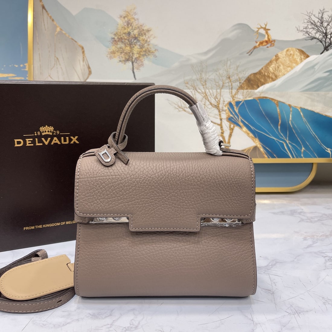 Delvaux: We offer FREE SHIPPING for both domestic and international clients who bid over $500. 2022 Spring/Summer New Small Size Bag - Elephant Grey with Silver Buckle - Belgian Royal Brand Delvaux's elegant a