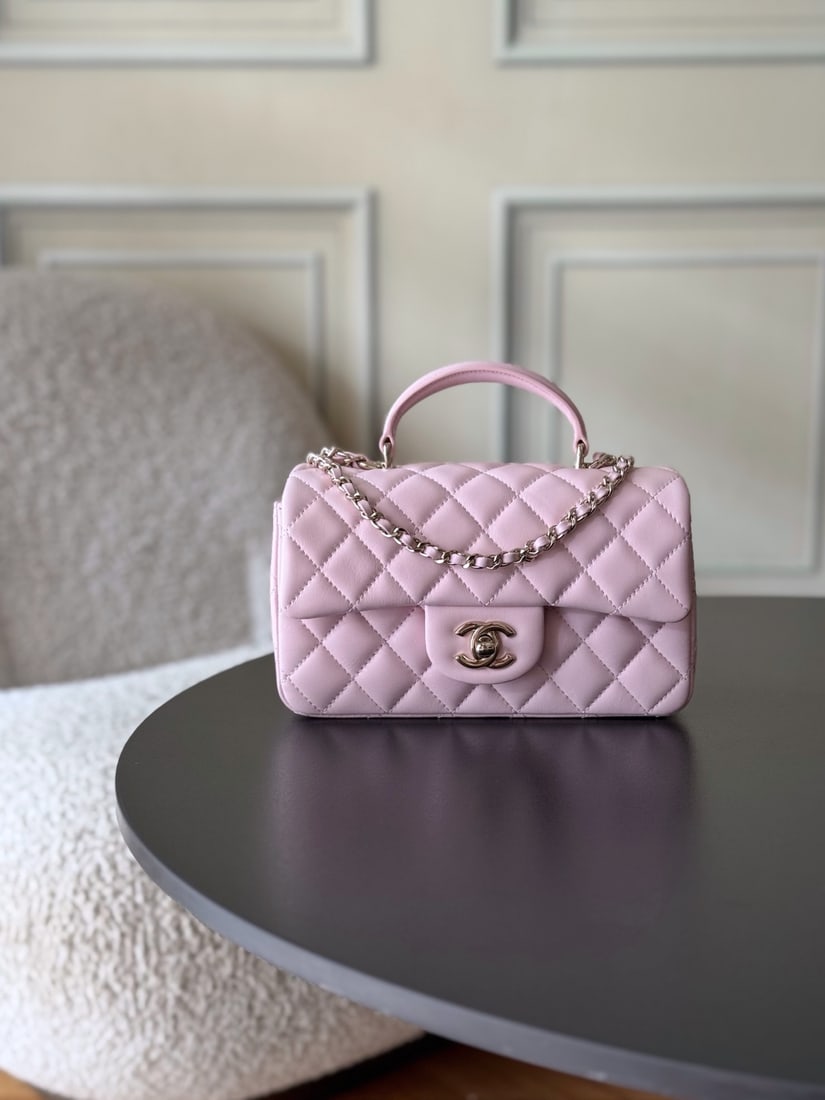 CHANEL's latest Mini CF handle handbag: We offer FREE SHIPPING for both domestic and international clients who bid over $500. CHANEL's latest Mini CF handle tote bag features a classic quilted flap closure and a delicate chain handle. Made 
