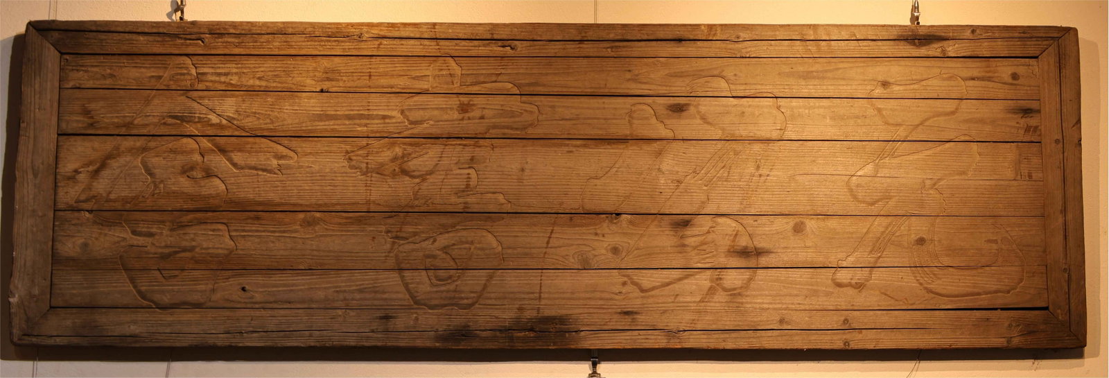 Ming Dynasty - "Yuangong Study" large horizontal Landscape Pictorial wooden plaque (1 of 17)