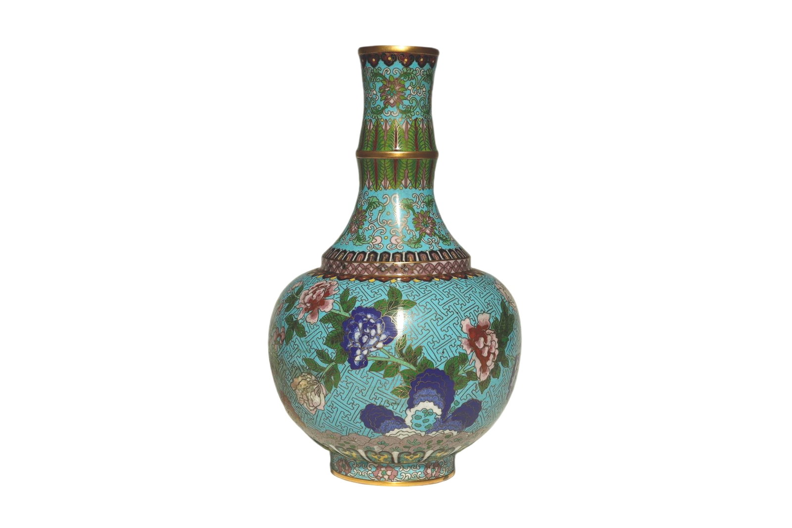 Qing Dynasty Cloisonné Enamel Bottle Vase with (1 of 6)