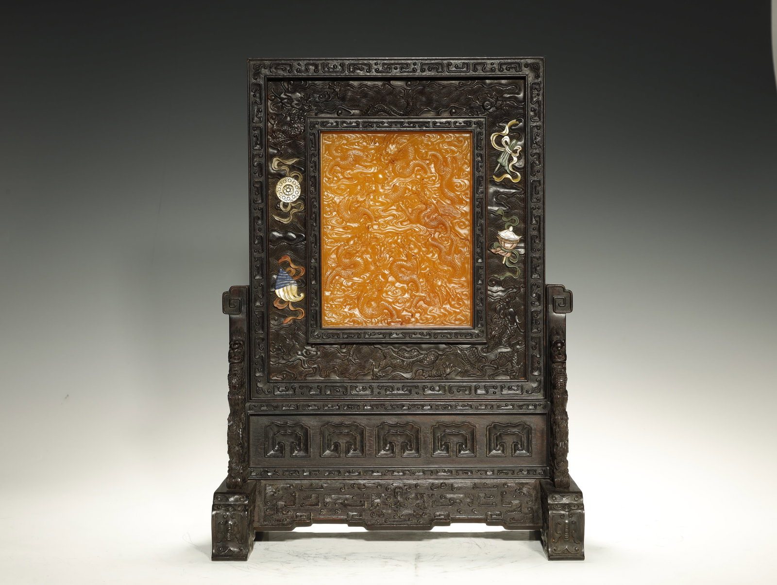 Qing Dynasty Imperial Zitan Table Screen with (1 of 10)