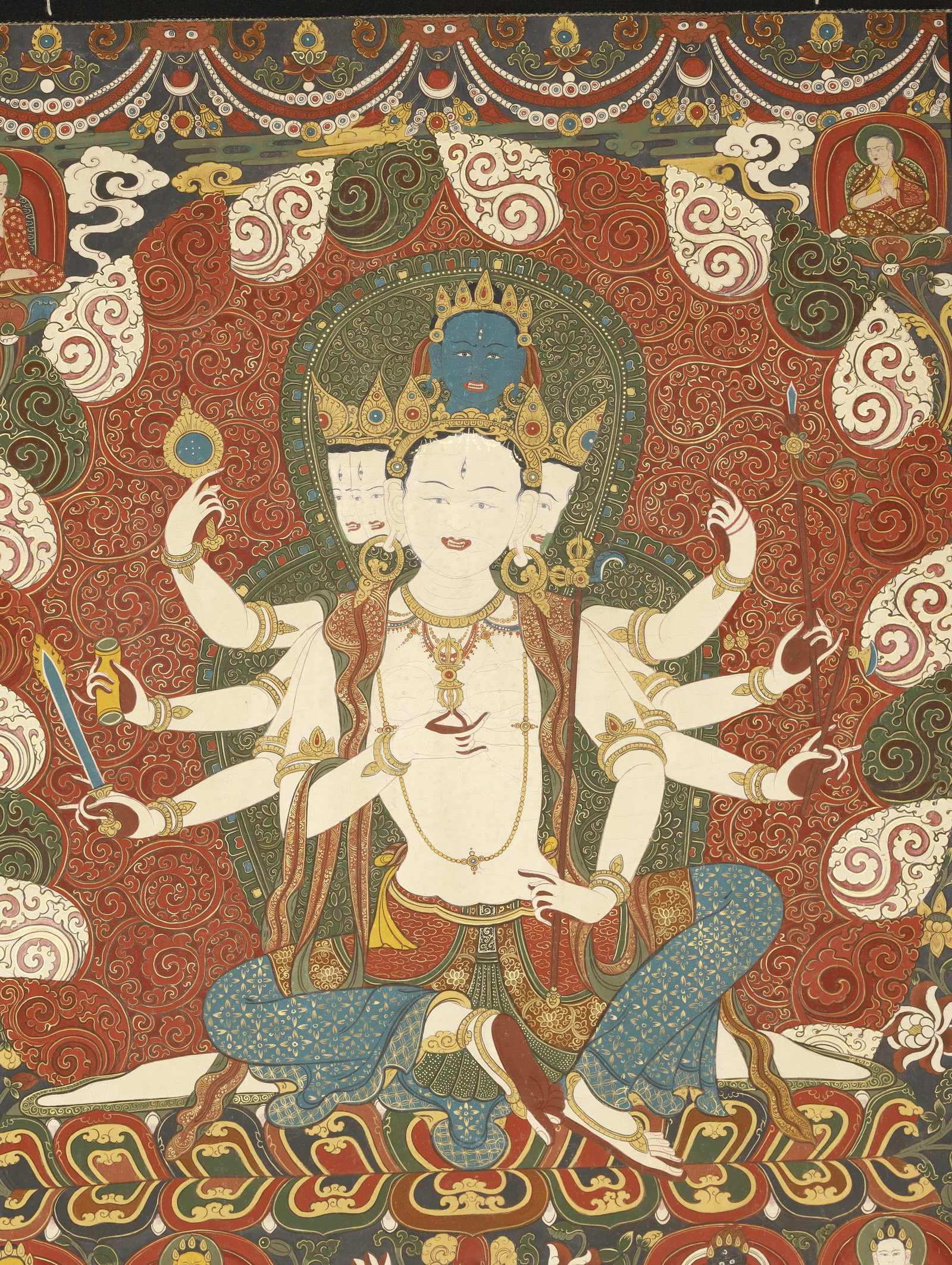 Qing Dynasty Eight-Armed Avalokiteshvara Thangka (1 of 4)