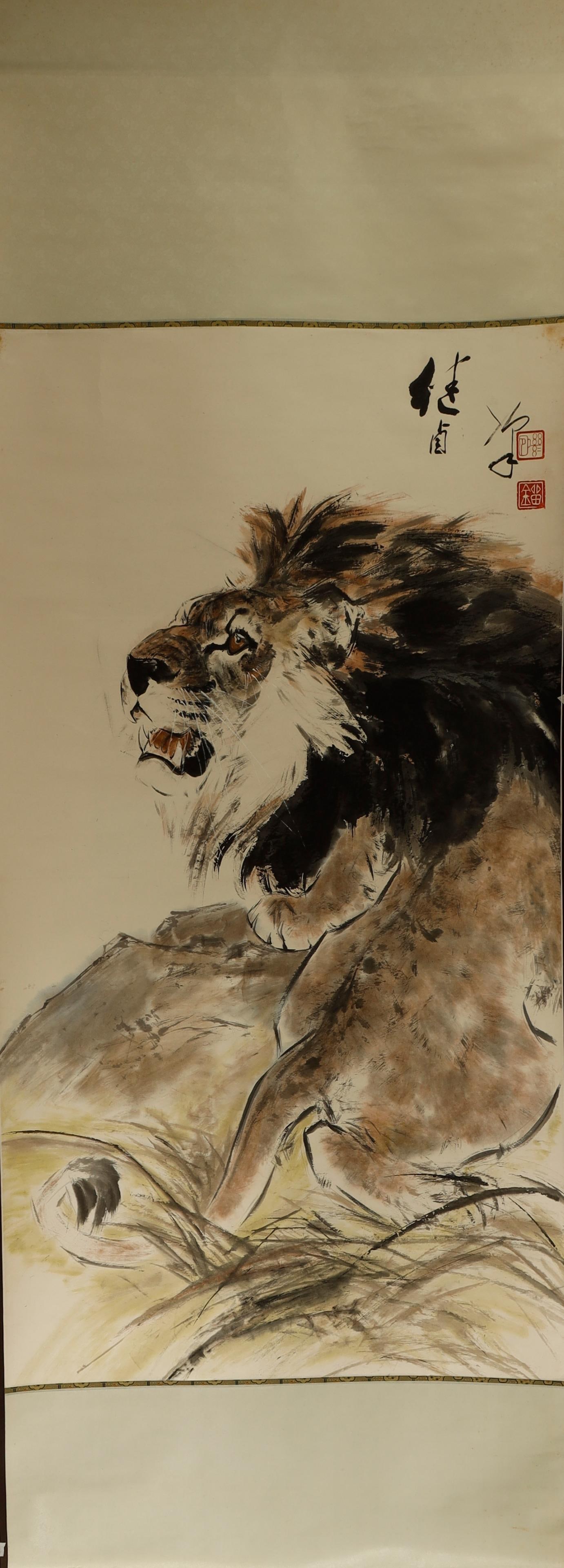 Chinese - Liu Jilu Ink Calligraphy Hanging Scroll (1 of 4)