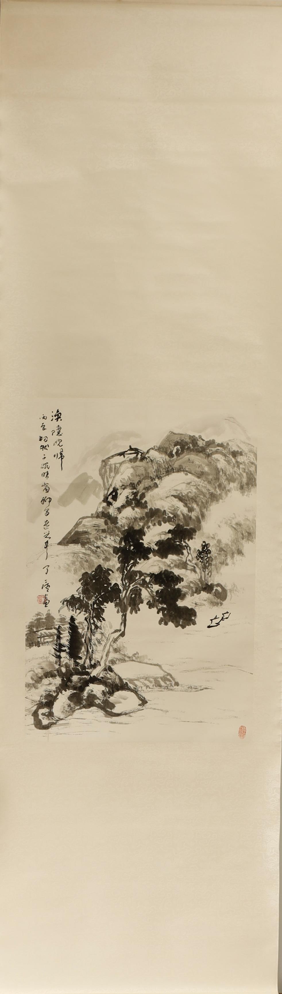 Chinese - Liao Lu Ink Landscape Hanging Scroll (1 of 4)