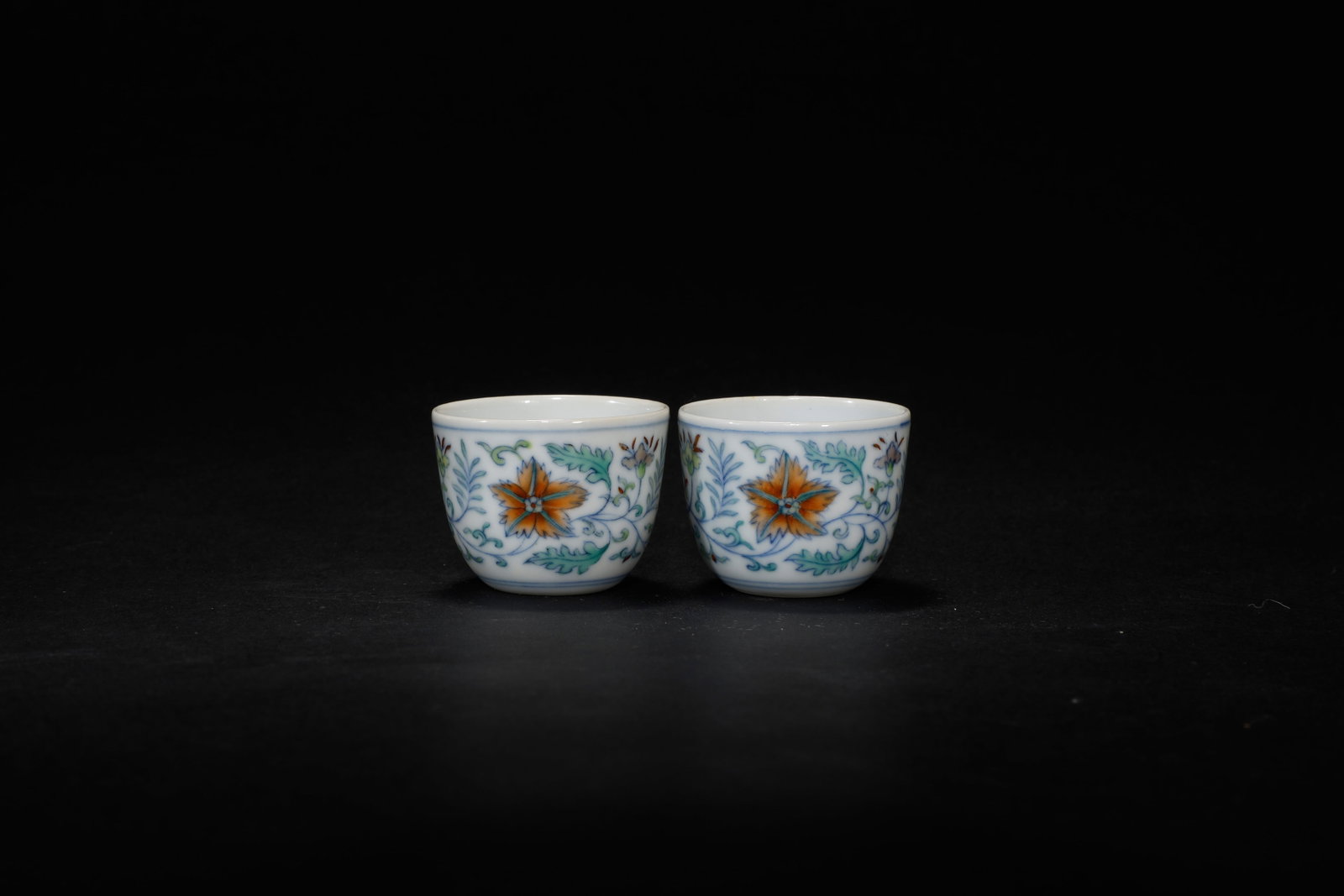 Qing Dynasty Pair of Doucai Floral Cups (1 of 6)