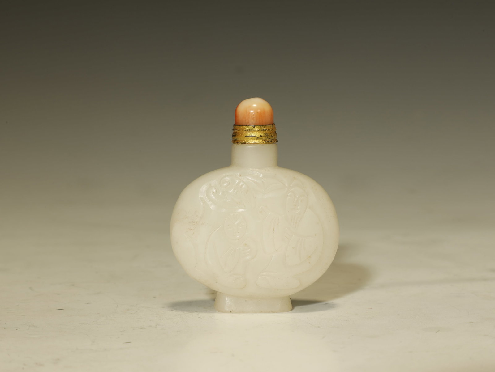 Qing Dynasty Hetian White Jade Carved Flat Snuff (1 of 6)