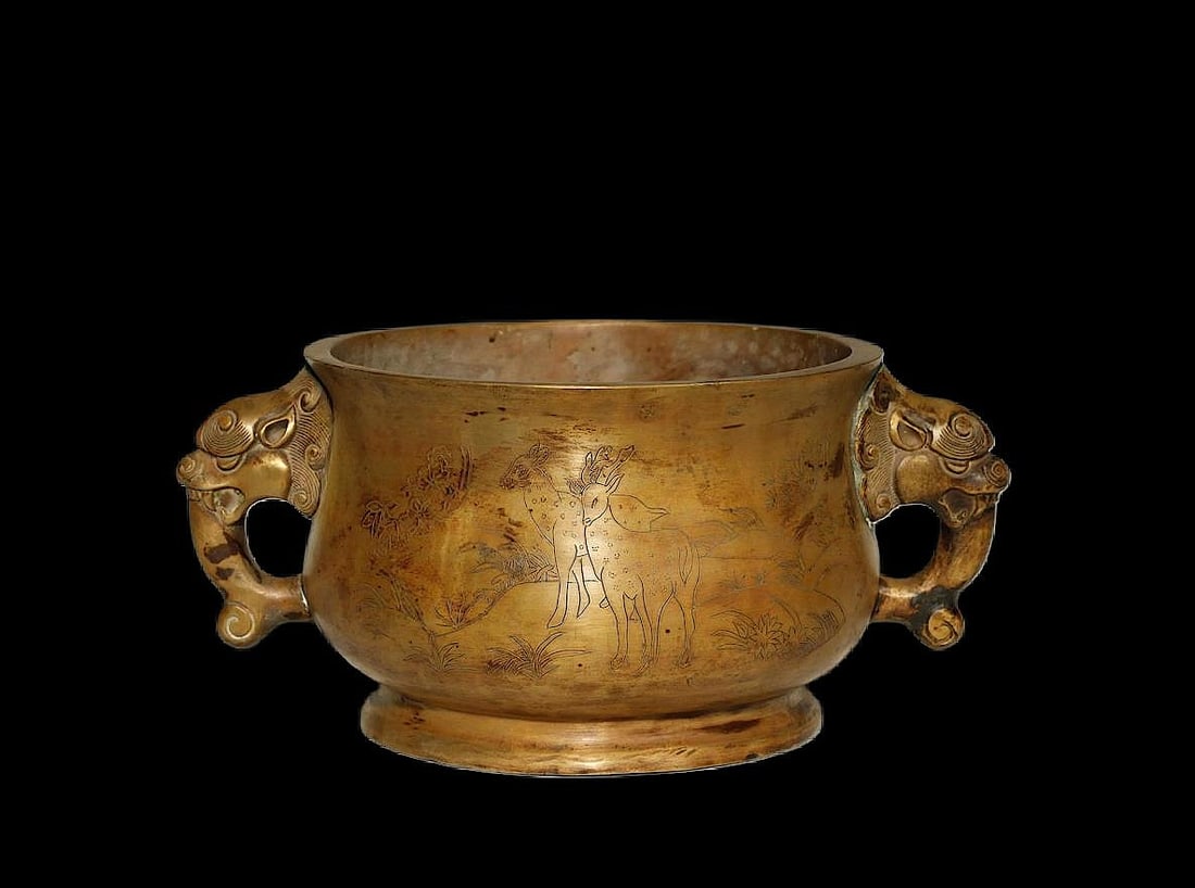 Ming Dynasty Gilt-Bronze Beast-Handled Censer of (1 of 5)