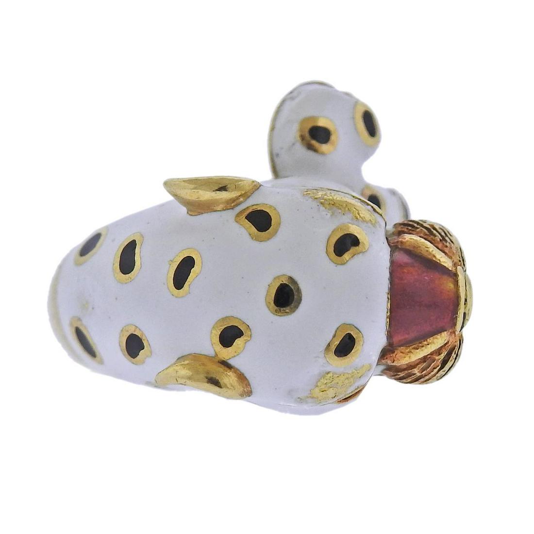 Frascarolo Enamel 18k Gold Panther Ring (1 of 4)