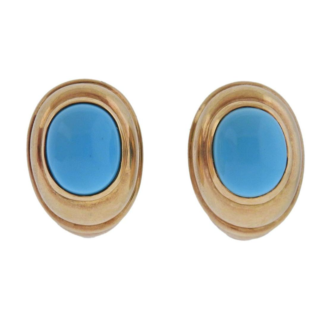 Boucheron Paris Turquoise 18k Gold Earrings (1 of 3)