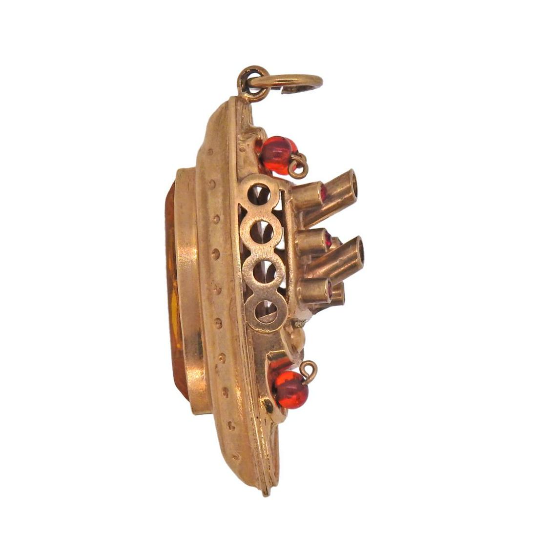 14k Gold Gemstone Cruise Ship Charm (1 of 4)