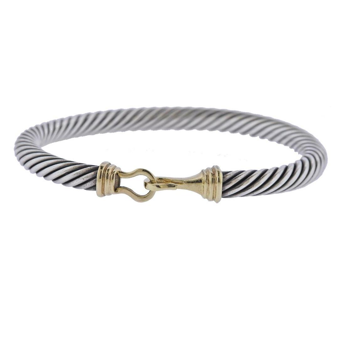 David Yurman Sterling 14k Gold Cable Buckle Bracelet (1 of 3)