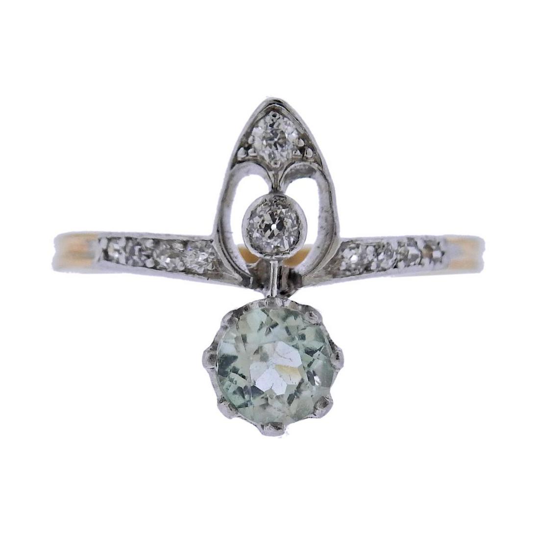 Antique 18k Gold Diamond Gemstone Ring (1 of 3)