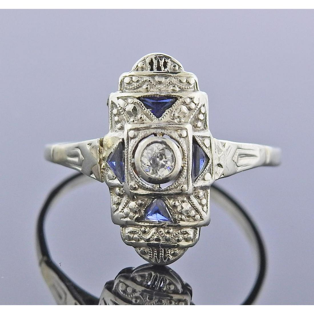 Art Deco 14k Gold Diamond Sapphire Ring (1 of 3)