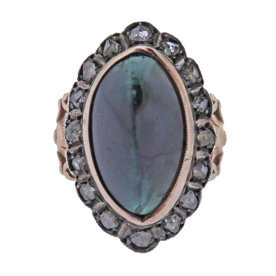 Antique 18k Gold Silver Diamond Gemstone Ring (1 of 5)