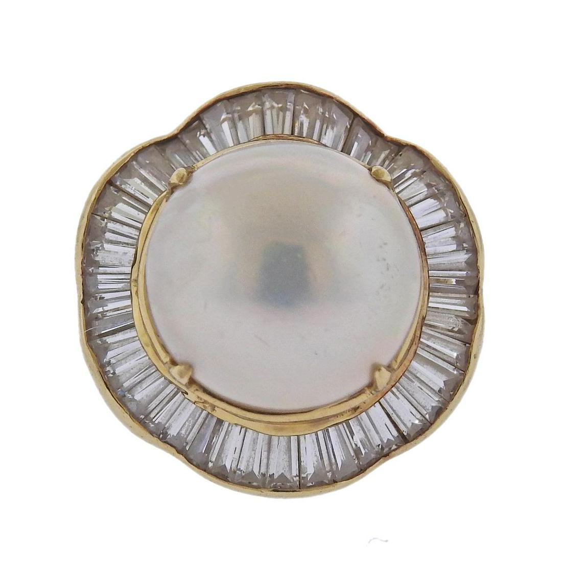 14k Gold Mabe Pearl Diamond Cocktail Ring (1 of 4)