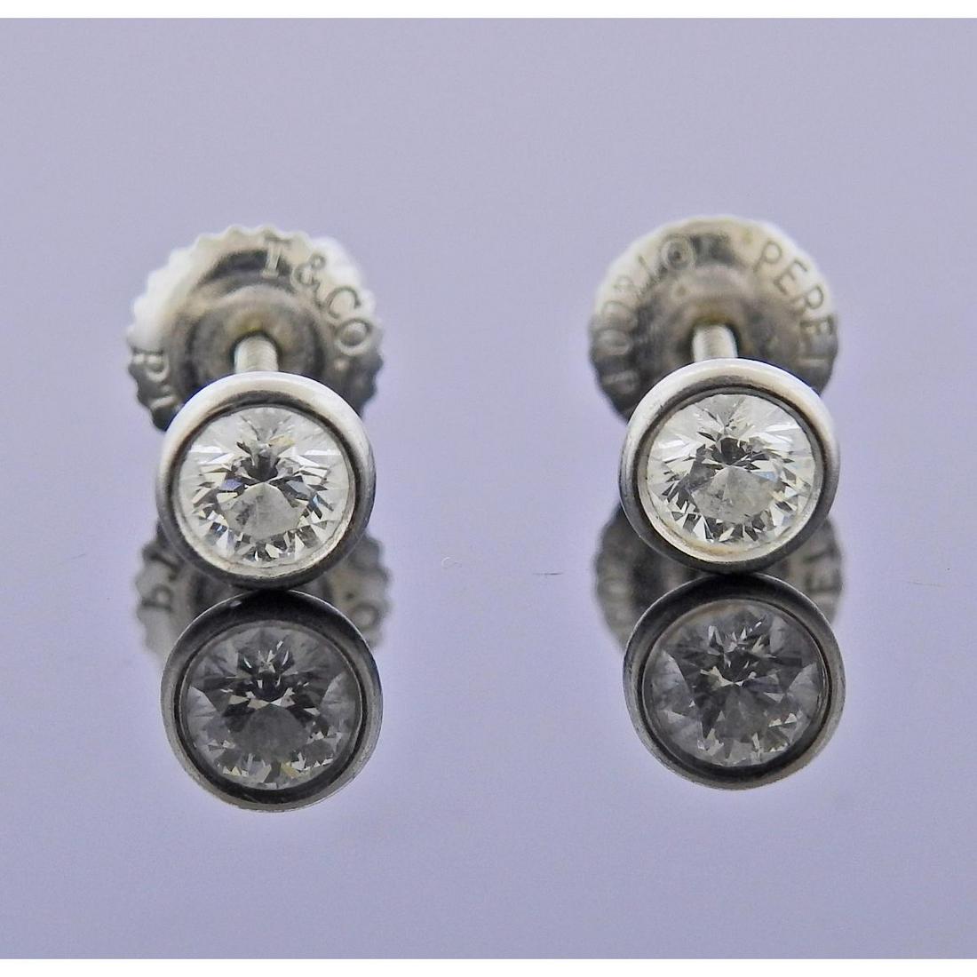 Tiffany & Co Platinum Diamond Stud Earrings (1 of 3)