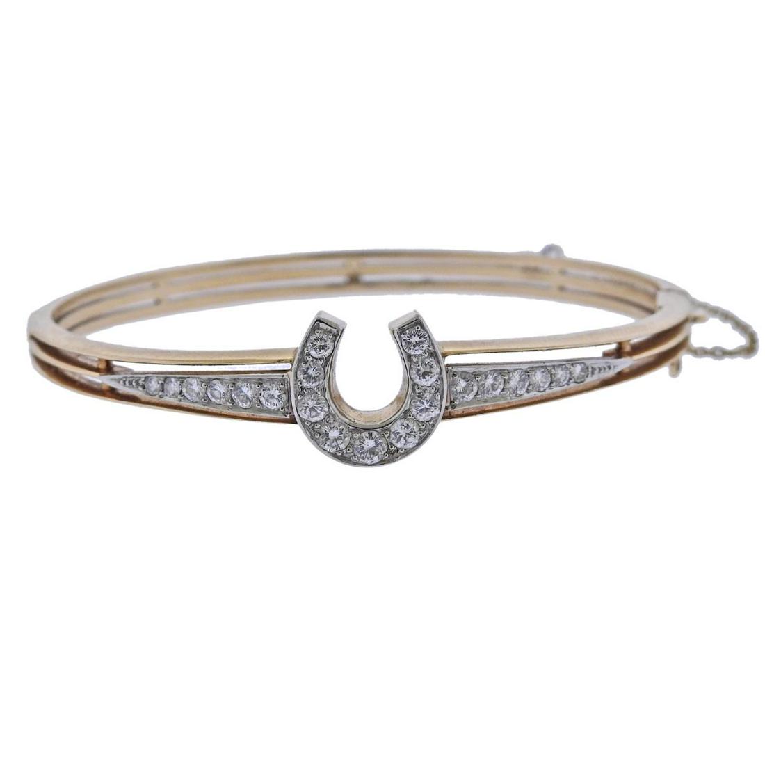 Antique 14k Gold Diamond Lucky Horseshoe Bracelet (1 of 4)