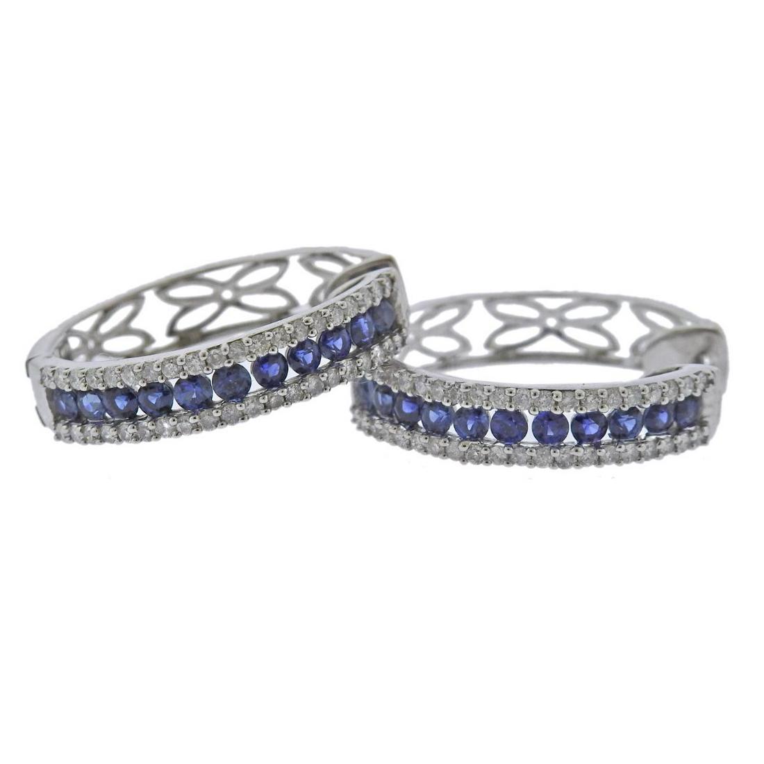 Kallati Sapphire Diamond Gold Hoop Earrings (1 of 3)