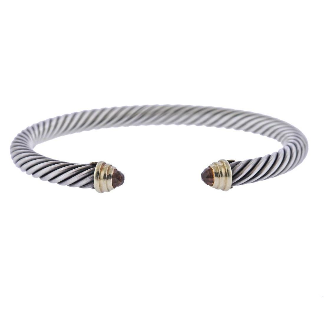 David Yurman 14k Gold Silver Citrine Cable Bracelet (1 of 4)
