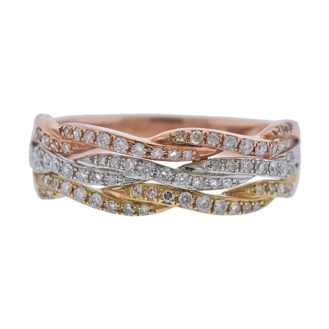 Effy 14k Tri Color Gold Diamond Ring (1 of 3)