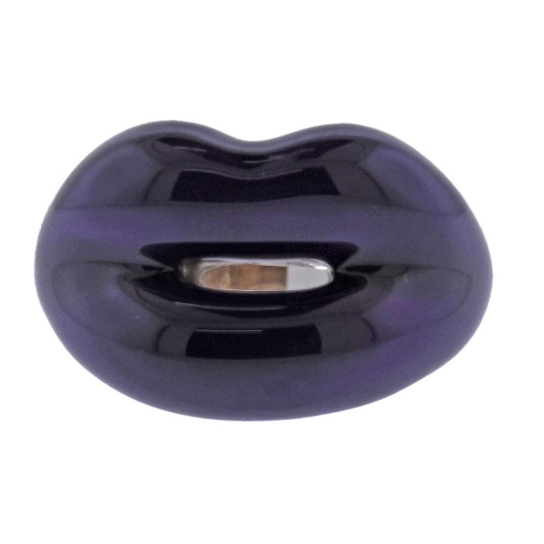 Solange Azagury Partridge Purple Enamel Silver Lips (1 of 4)