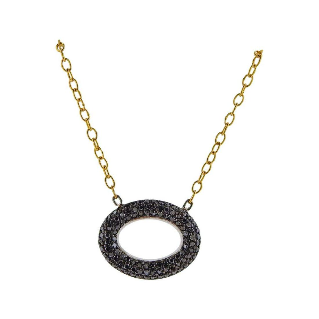 Gurhan Galahad Gold Black White Diamond Reversible: Brand new item made in 18k gold and 22K gold Galahad Pave reversible necklace by Gurhan, set with approx. 0.63ctw of black diamonds and 0.42ctw in GH/VS white diamonds. Retail $6565. Necklace measures