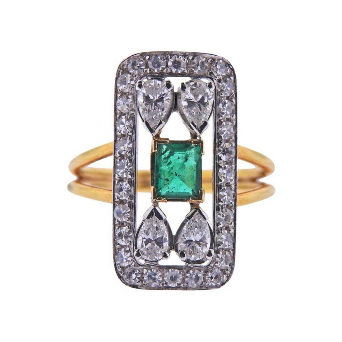 18K Gold Emerald Diamond Ring (1 of 4)