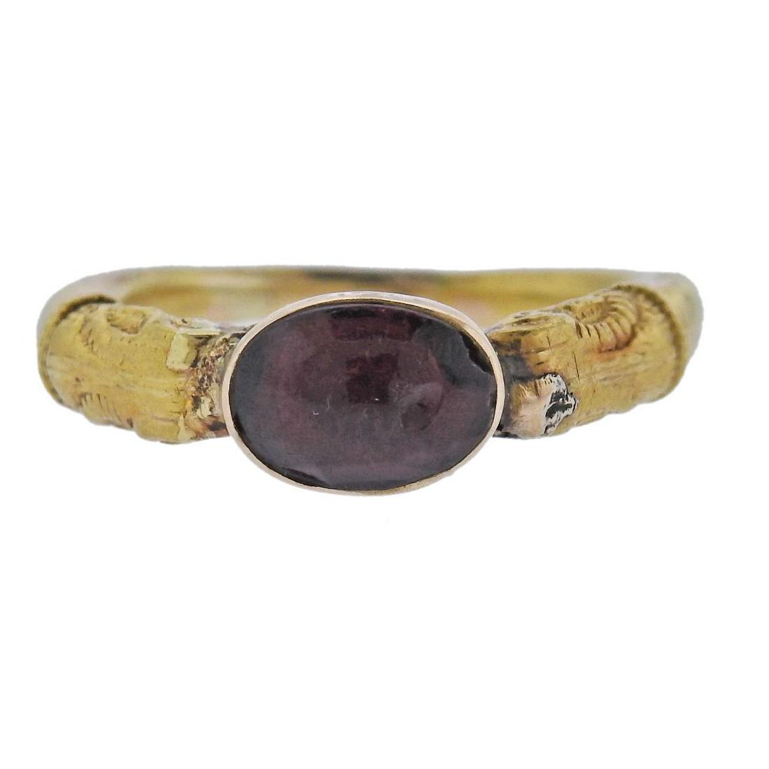 Antique 18k Gold Red Stone Ring (1 of 4)
