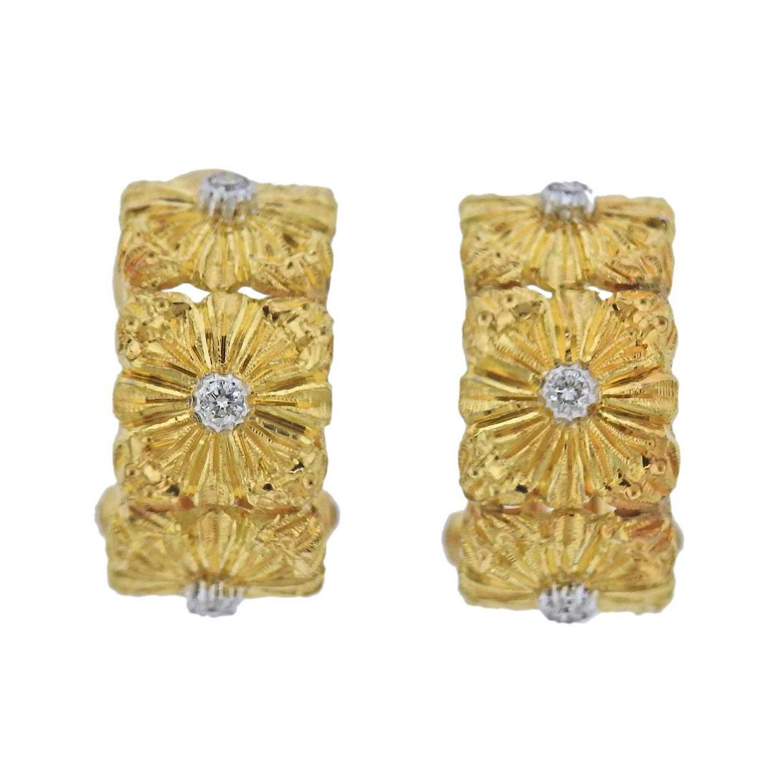 Buccellati Gold Diamond Hoop Earrings (1 of 5)