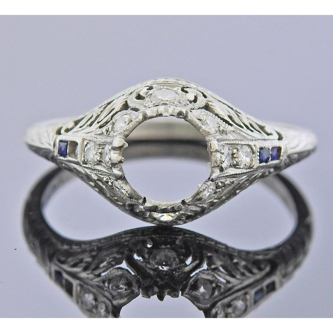 Art Deco Platinum Diamond Engagement Ring Setting (1 of 3)