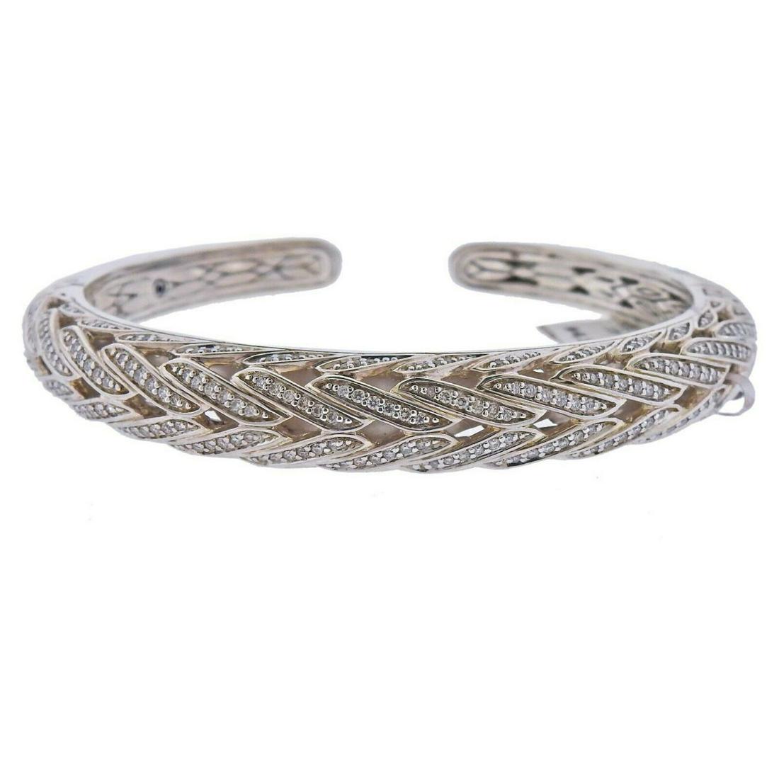 John Hardy Sterling Silver Diamond Cuff Bracelet (1 of 5)