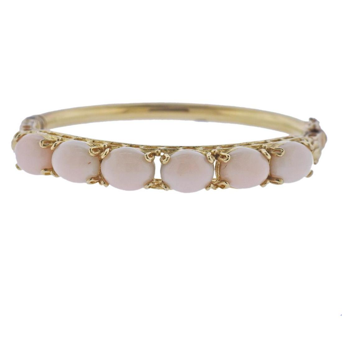 14k Gold Angel Skin Coral Bangle Bracelet (1 of 3)
