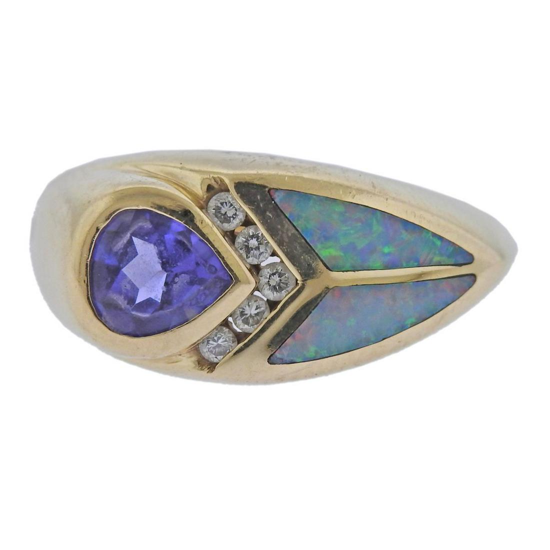 Kabana 14k Gold Opal Diamond Iolite Ring (1 of 4)