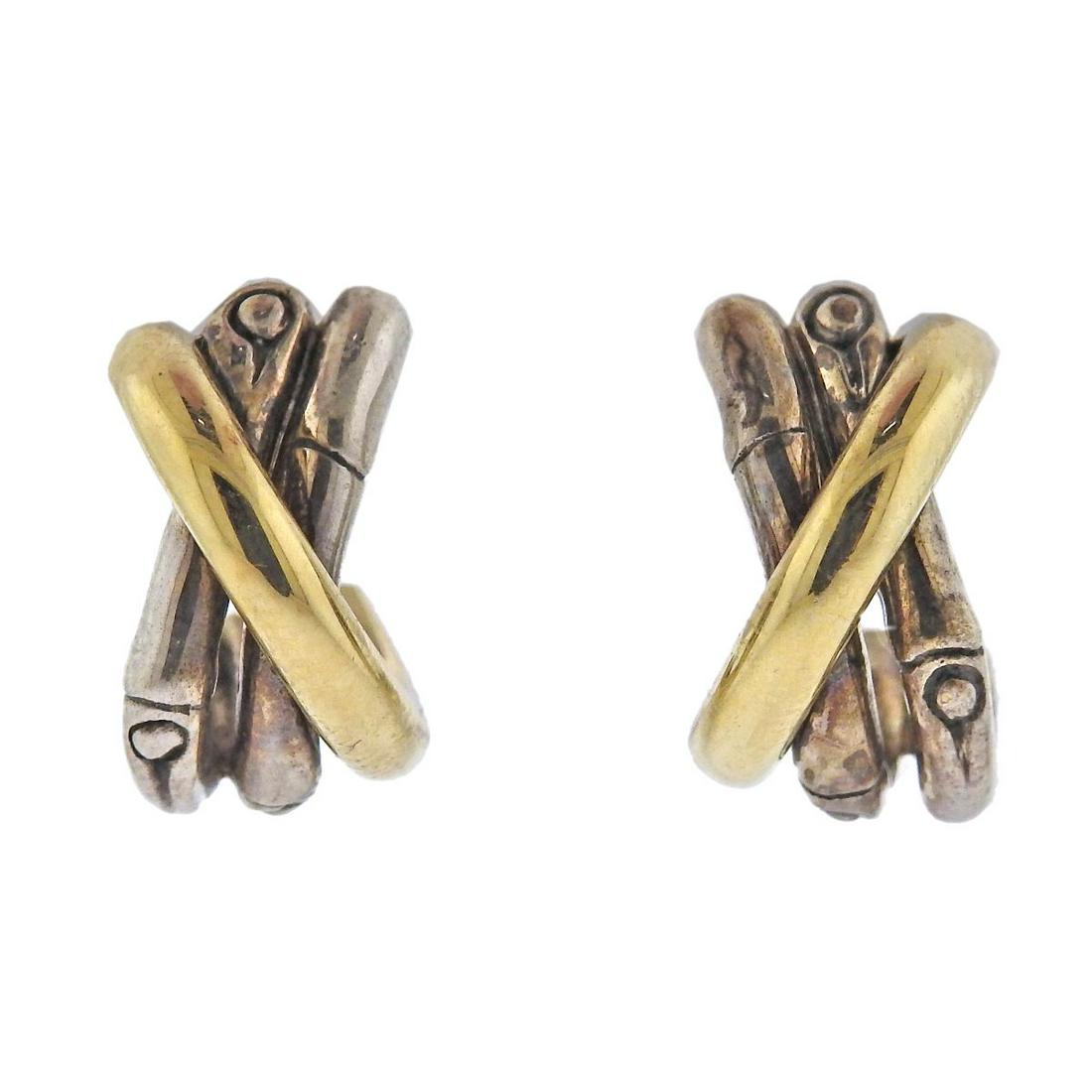 John Hardy Bamboo Silver 18k Gold Hoop Earrings (1 of 3)
