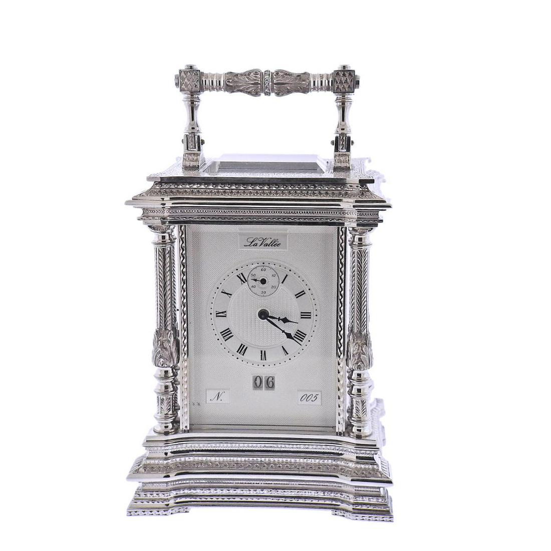La Vallee Sterling Silver Desk Clock (1 of 6)