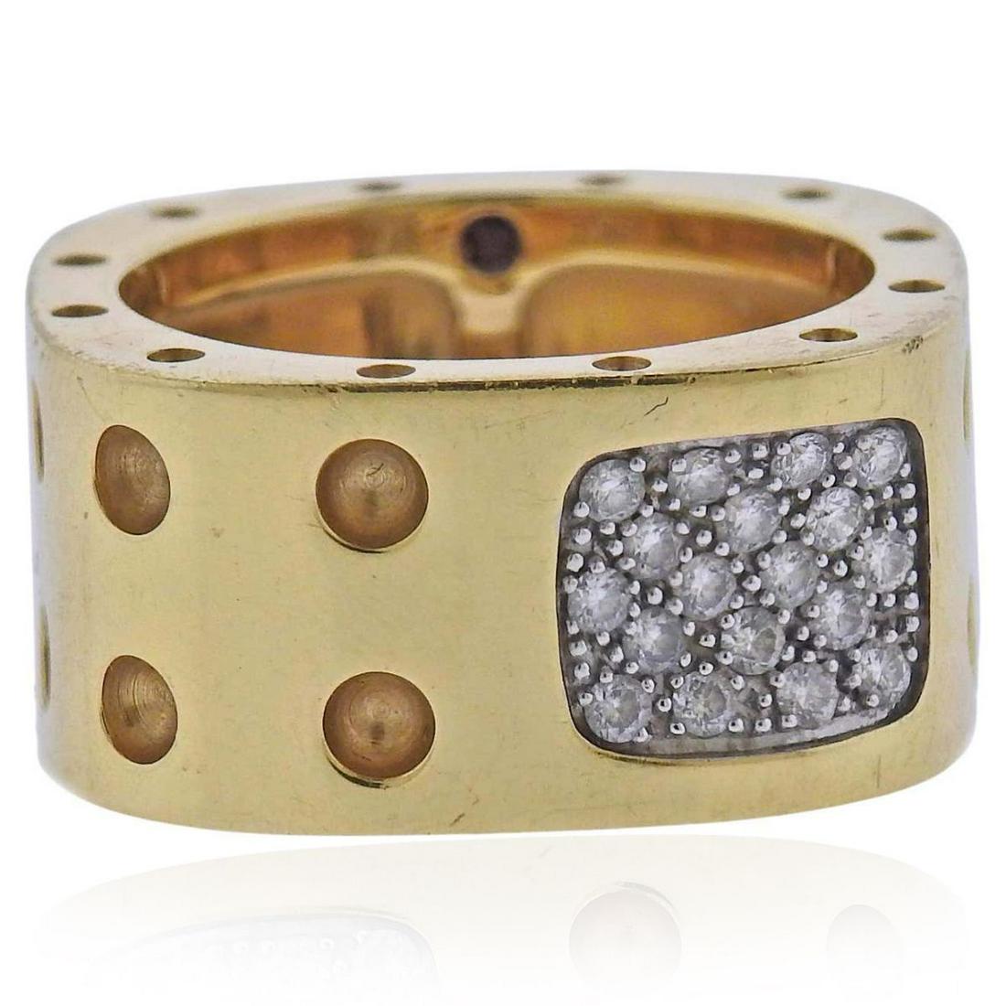 Roberto Coin Pois Moi Two Row Diamond Gold Ring (1 of 4)