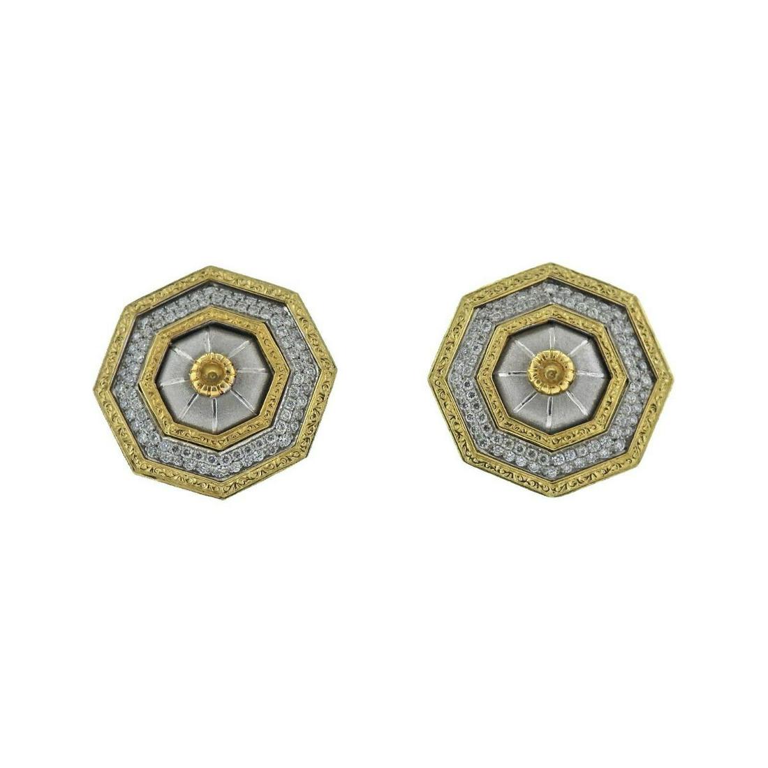 Buccellati Prestigio Diamond Octagon Gold Earrings (1 of 4)