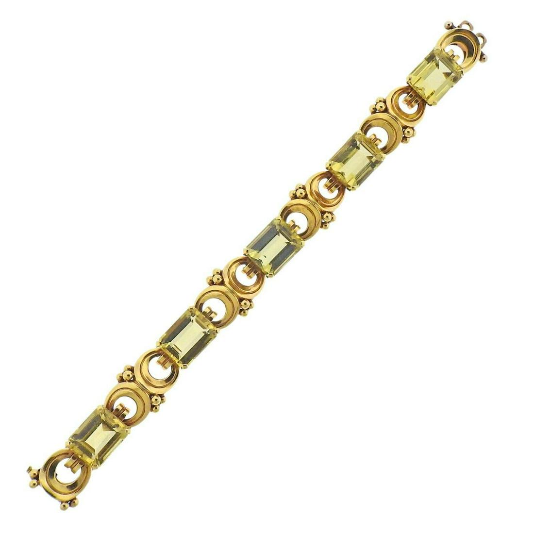 Tiffany & Co Retro Style Citrine Gold Bracelet (1 of 6)