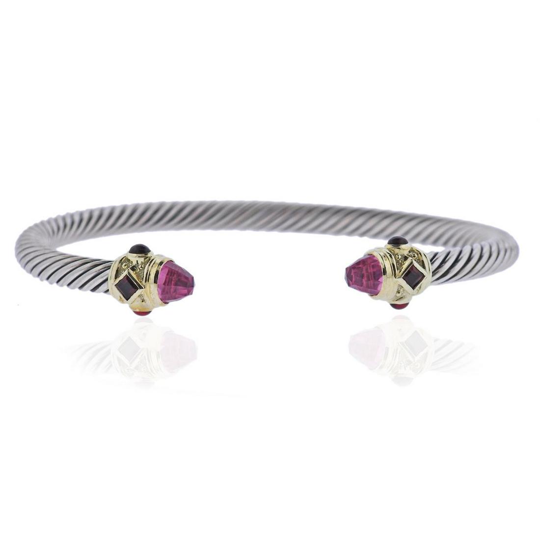 David Yurman 14k Gold Silver Garnet Tourmaline Bracelet (1 of 3)