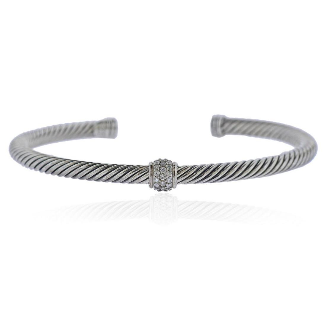 David Yurman Silver Diamond Bracelet (1 of 3)