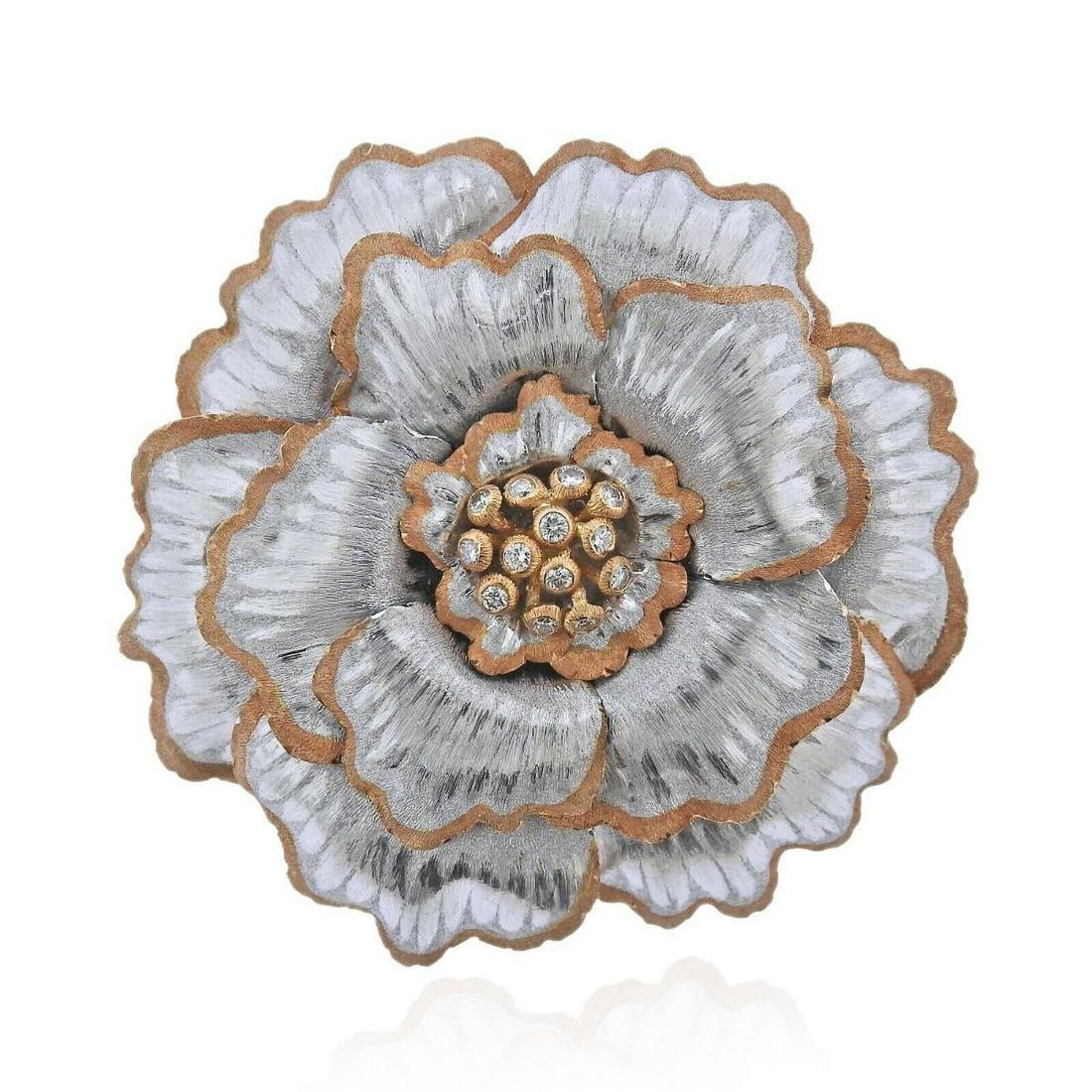 Buccellati Diamond Gold Large Flower Brooch Pin (1 of 5)