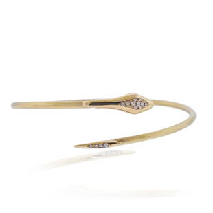 Lalaounis Greece 18k Gold Diamond Snake Bracelet: Metal  : 18k Gold  Designer  : Ilias Lalaounis  Gemstone  : Diamonds approx. 0.08ctw  Measurements  : Bracelet will fit approx. 7" wrist, snake head is 7mm x 12mm  Marked:  : Lalaounis mark, 750, GR