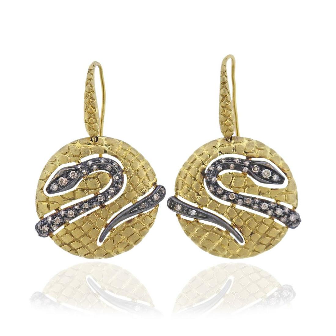 Piero Milano 18k Gold Diamond Snake Earrings (1 of 3)